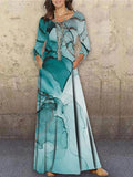 Chicmy- Fashion Art Print Colorblock Slip Maxi Dress