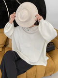 Chicmy-Stretch Mohair-Blend Balloon Sleeves Loose Solid Round-Neck Sweater Tops