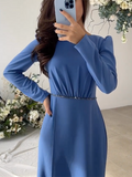 CHICMY-Graduation gift, graduation evening dress Solid Color High-Waisted Tied Waist A-Line Bodycon Maxi Dresses