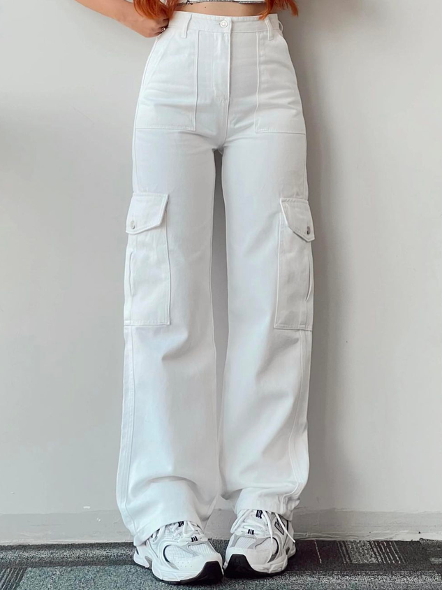 ChicmyCasual Loose Plain Cargo Pants