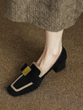 Chicmy-Contrast Color Square-Toe Mid Heels Loafers