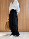 Chicmy-Loose Wide-Leg Velcro Suit Pants