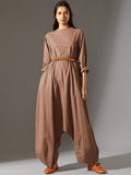 Chicmy-Casual Loose Long Sleeves Solid Color Boat Neck Jumpsuits