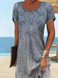 Chicmy Loose Crew Neck Vacation Dress With