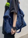 Chicmy-Casual Denim Split-Joint Solid Color Bags Accessories