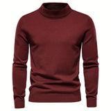 ChicMy-Fall Outfits   All Match Knitted Sweater, Men's Casual Warm High Stretch Stand Collar Pullover Sweater For Fall Winter