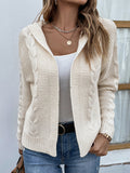 Chicmy-Solid Color Split-Joint Long Sleeves Loose Hooded Cardigan Tops