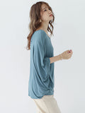 Chicmy-Vintage Loose Round-Neck Batwing Sleeves Shirts