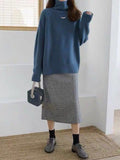 Chicmy-Casual Loose Long Sleeves Solid Color High-Neck Sweater Tops