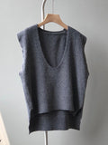 Chicmy-Knitting Irregularity Solid V-Neck Vest