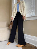 Chicmy-Wide Leg Loose Elasticity Solid Color Casual Pants Bottoms
