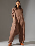 Chicmy-Casual Loose Long Sleeves Solid Color Boat Neck Jumpsuits