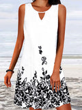 Chicmy- V-neck Sleeveless Floral    Shift Dresses