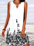 Chicmy- V-neck Sleeveless Floral    Shift Dresses