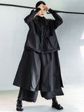 Chicmy-Loose Split-Joint Black False Two Trench Coat