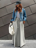 Chicmy-Loose Urban Gray Wide Leg Elastic Waist Pants