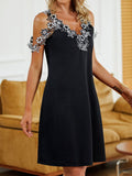 Chicmy JFN V Neck Lace Black  Party?Mini Prom Dress