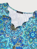 Chicmy Women's A Line Dress Midi Dress Blue Half Sleeve paisley Print Spring Summer V Neck Casual Modern