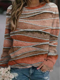 ChicmyCasual Long Sleeve Wave Printed Sweatshirt