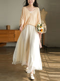 Chicmy-Casual Solid Color Chiffon Column Wide Leg Pants&Skirt