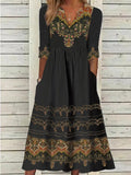 Chicmy V Neck Ethnic Jersey Casual Dress
