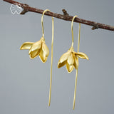 Chicmy-18K Gold Elegant Magnolia Flower Dangle Earrings