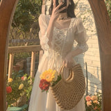 Chicmy French Vintage Midi Dress Women Lace Elegant Princess Party Fairy Dress Female 2023 Spring Casual Korean Wedding Victorian Dress
