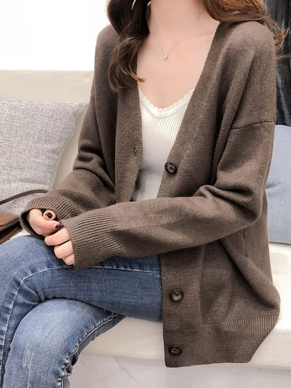 Chicmy Fall Women Clothing Oversize Womens Sweaters Autumn Vintage Loose Winter Sweater Knitted Women Cardigan Knit Button Maxi