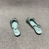 Chicmy Summer Flat Slippers Outdoor Female Beach Slides Silk Bow Pointed Toe Women Sandals Elegant Ladies Shoes Casual Flip Flops