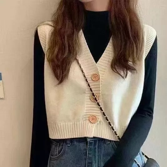 Chicmy  Jacquard Knitted Cardigan Lazy Style Loose Outer Jacket V-Neck Jumper Button-Up All-Match Female Loose Top Autumn Winter