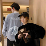 Chicmy Harajuku Embroidered Crew Neck Womens Sweatshirt Hoodie Clothes For Women Winter 2023 Clothes Cute Bear Big Pocket Couple Outfit