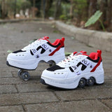 Christmas Gift Chicmy Hot Shoes Men Women Casual Skates Deform Wheel Skates For Adult Couple Shoes Childred Runaway Skates Four-Wheeled Walk Sneakers