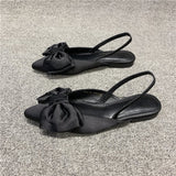 Chicmy Summer Flat Slippers Outdoor Female Beach Slides Silk Bow Pointed Toe Women Sandals Elegant Ladies Shoes Casual Flip Flops