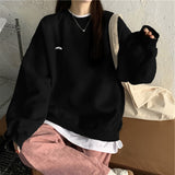 Chicmy Aesthetics Casual Crewneck Sweatshirt  Hoodies Women Letter Fashion Korean Long Sleeve Plush Woman Sweetshirt Egirl Clothes Tops