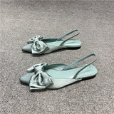 Chicmy Summer Flat Slippers Outdoor Female Beach Slides Silk Bow Pointed Toe Women Sandals Elegant Ladies Shoes Casual Flip Flops