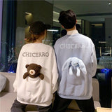 Chicmy Harajuku Embroidered Crew Neck Womens Sweatshirt Hoodie Clothes For Women Winter 2023 Clothes Cute Bear Big Pocket Couple Outfit