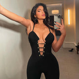 Chicmy Sexy Party Women's Jumpsuit Clothes Strap V-Neck Jumpsuit For Women Ribbed Skinny Hollow Out Playsuit Streetwear Romper
