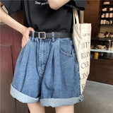 Chicmy Vintage Rolled Women's Denim Shorts 2023 New High Waist Shorts Casual Loose Fashion Wide Leg Apricot Short Jeans Girl