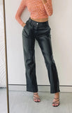 Chicmy Women Autumn Black Faux Leather Pants High Waist Skinny Trousers Ladies Casual Fashion Pants Capris Elegant Vintage Streetwear