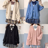 Chicmy Japanese Style Sweater Spring Autumn V-Neck Cotton Knitted Sweater JK Uniform Cardigan Multicolor Cosplay Women's Wear