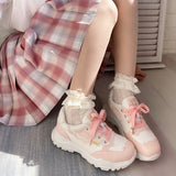 Chicmy Japanese student sweet lolita shoes  flat platform shoes  thick bottom casual sports shoes  college style  comfortable women cos