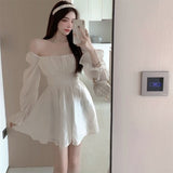 Chicmy Pink Sweet Elegant Princess Dress Women Casual Korean Slim Long Sleeve Fairy Dress Female Backless Design Vintage Dress 2023 New