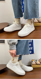 ChicMy-Fall Outfits  Autumn Fashion Women White Sneakers PU Leather Breathable Spring Flats Female Casual Sport Shoes Lace Up Ladies Platform Shoes