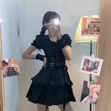 Chicmy Women's Gothic Lolita Dress Goth Punk Gothic Harajuku Mall Goth Style Bandage Black Dress Emo Clothes Dress Spring 2023