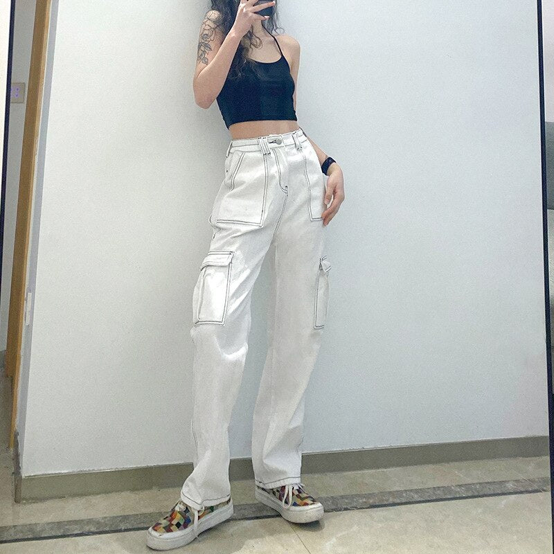 Chicmy High Waist Jeans Woman Wide Leg Denim Boyfriend Streetwear Clothing Quality Fashion Harajuku Pocket Straight Pants