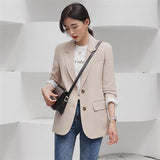 Chicmy New 2023 Autumn Fashion Blazer Jacket Women Casual Korean Pockets Long Sleeve Coat Office Ladies Solid Loose Blazer