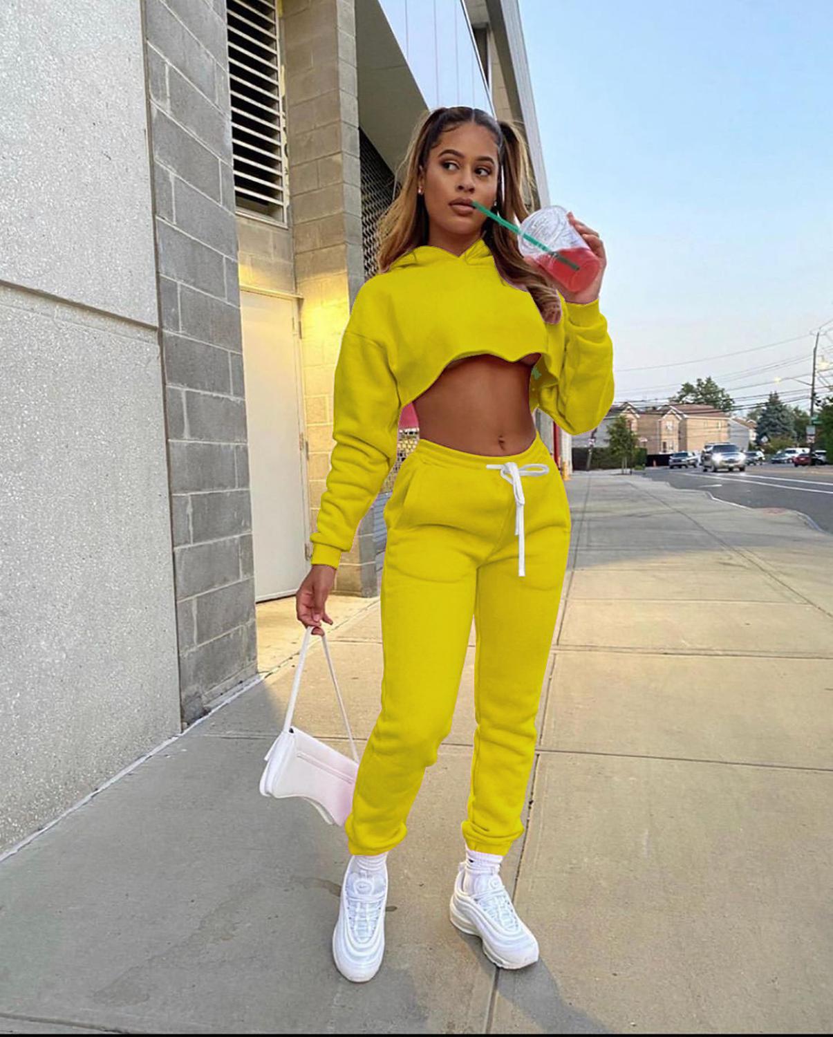 Chicmy Baby Girl Letter Print Sweatsuit Women's Set Hooded Crop Top Jogger Pants Set Tracksuit Fitness Two Piece Set Outfits
