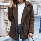Chicmy S-5Xl Solid Color Women Winter Spring Loose Warm Coat High Quality Teddy Fleece Button Jacket Female Casual Veste Femme 2023