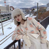 Chicmy Winter Knitted Sweater Women Strawberry Embroidery Oversized Pullovers Harajuku Casual O-Neck Loose Knitwear Jumper Sueter Mujer
