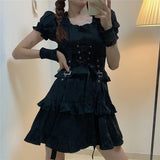 Chicmy Women's Gothic Lolita Dress Goth Punk Gothic Harajuku Mall Goth Style Bandage Black Dress Emo Clothes Dress Spring 2023